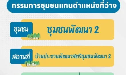 เทศบาลเมืองแสนสุขขอเชิญชวนประชาชนในชุมชนเข้าร่วมประชุมคัดเลือกกรรมการชุมชน(แทนตำแหน่งที่ว่าง)